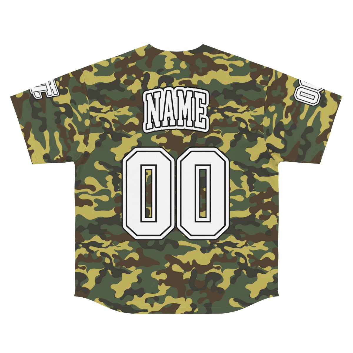 Green Camo Customizable Baseball Jersey